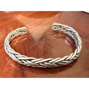 Vintage Mexico Sterling Silver Braided Woven Cuff Bracelet 925 31.96g